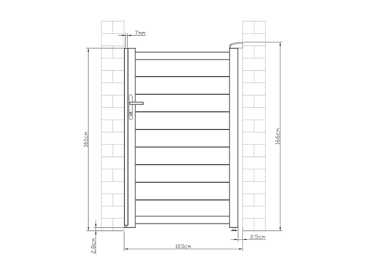 Cancello a battente L103 x H166 cm Alluminio pieno Antracite - NAZARIO