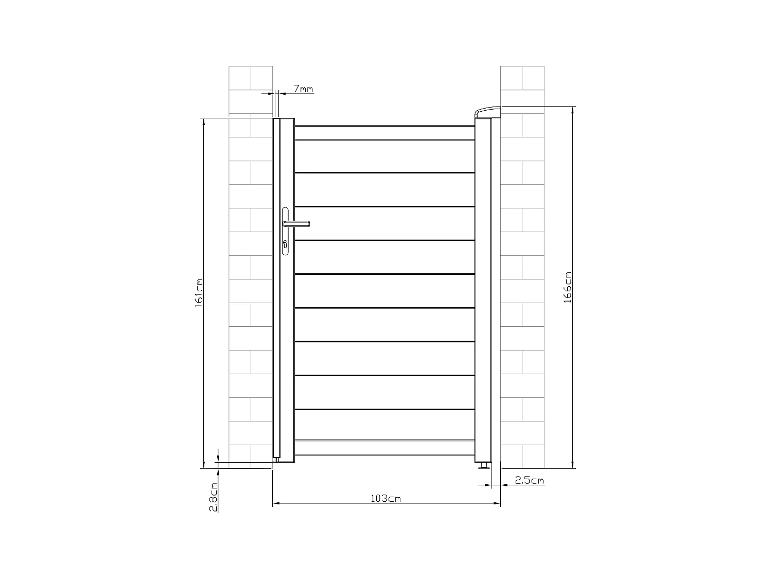 Portón de aluminio color antracita NAZARIO - Ancho 100 x Alt. 158 cm