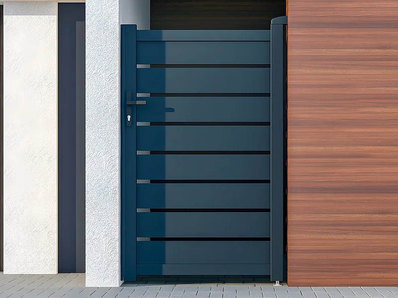 Portillon battant aluminium ajouré L103 x H166 cm anthracite - PRIMO