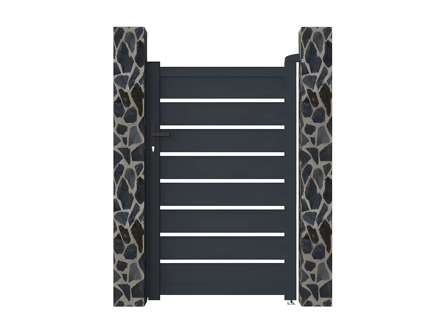 Portillon battant aluminium ajouré L103 x H166 cm anthracite - PRIMO