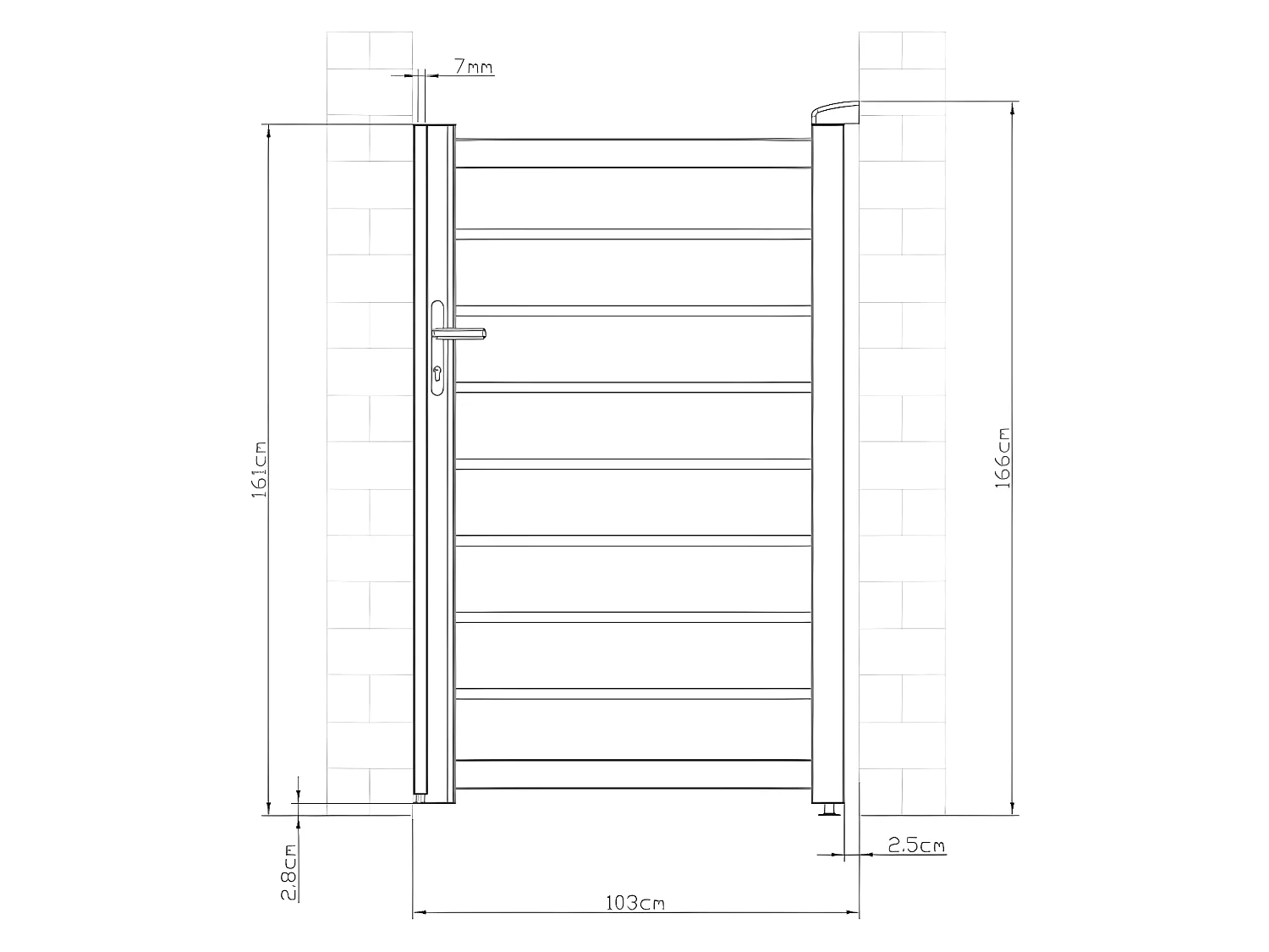 Portillon battant aluminium ajouré L103 x H166 cm anthracite - PRIMO