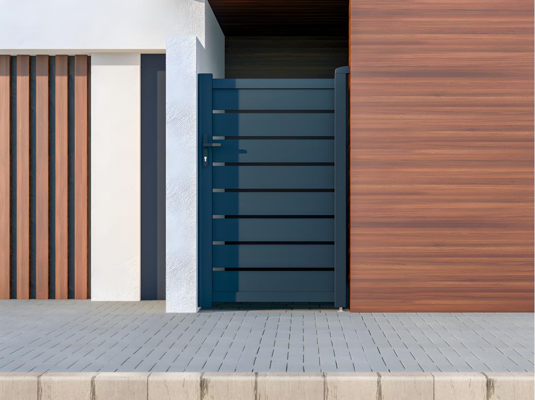 vente unique Portillon battant aluminium ajouré L103 x H166 cm anthracite - PRIMO