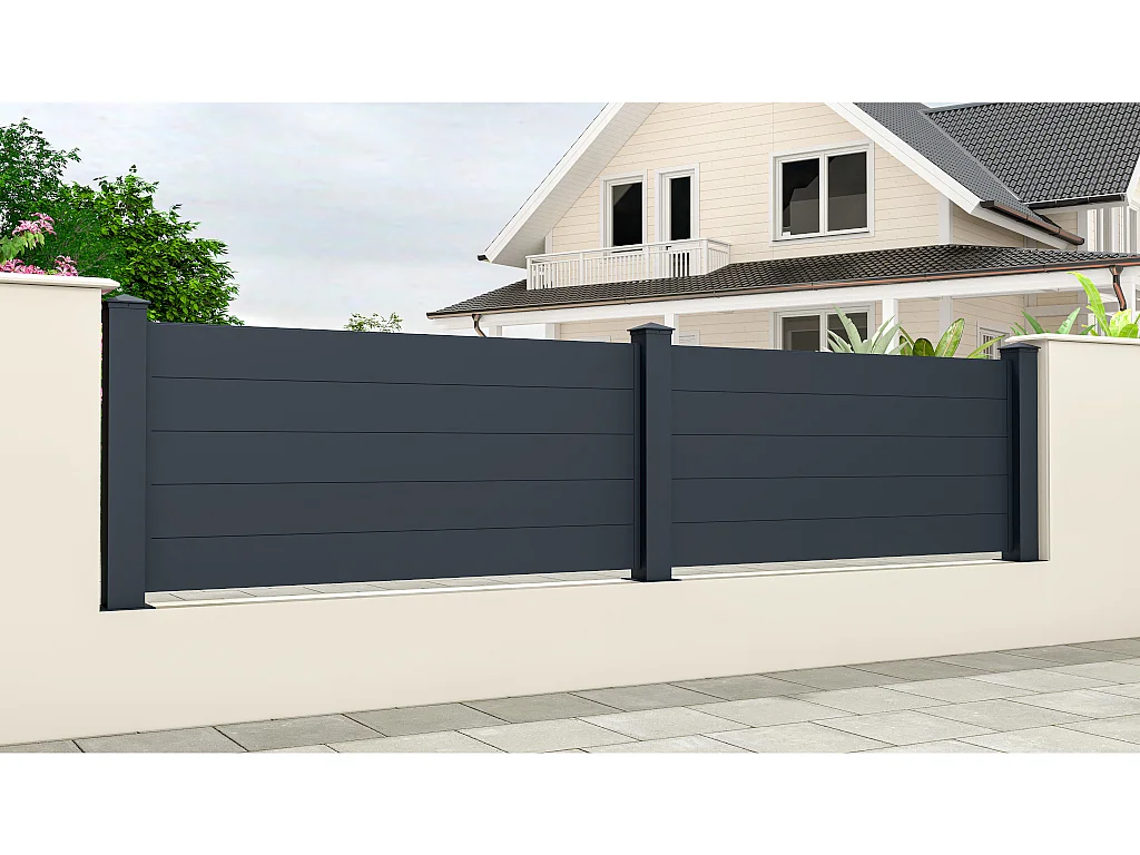 Clôture à poser H89 x L189 cm en aluminium anthracite - NAZARIO