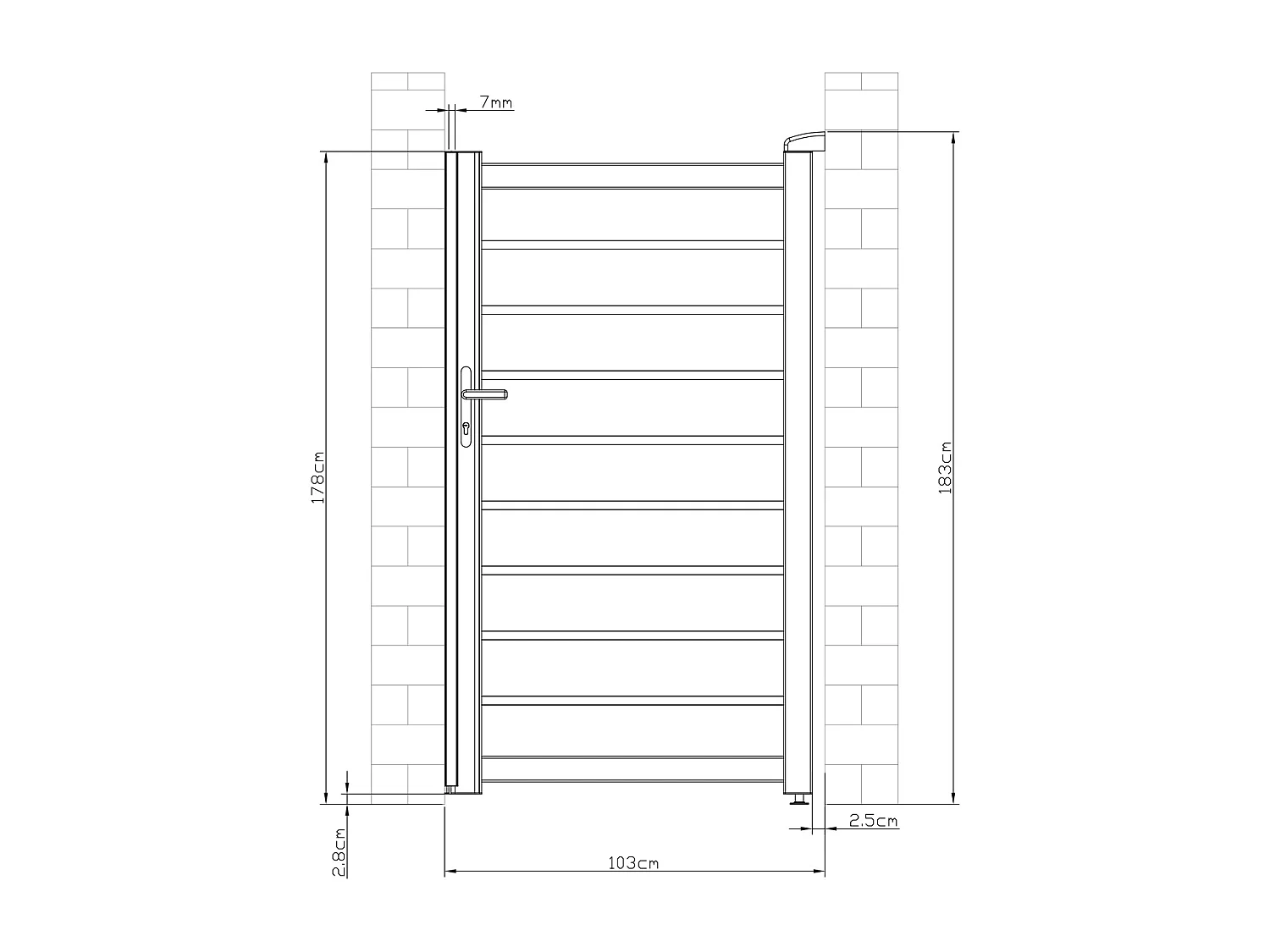 Draaihekje van aluminium - Antraciet - L100xH176 cm - PRIMO