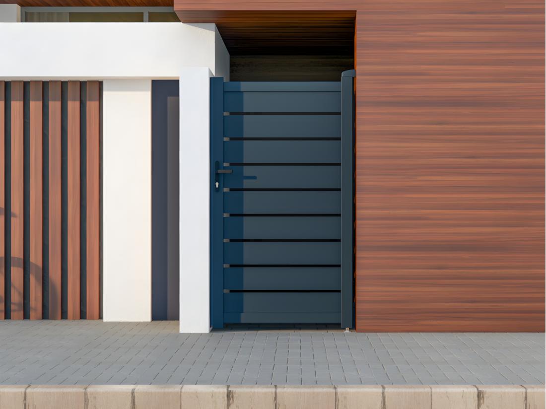 vente unique Portillon battant aluminium ajouré L103 x H183 cm anthracite - PRIMO