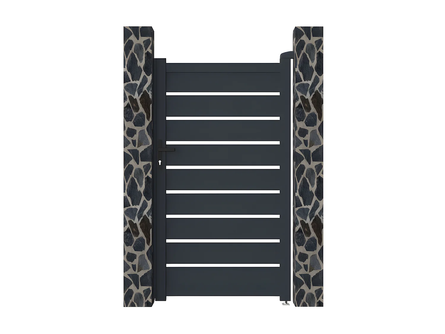 Portillon battant aluminium ajouré L103 x H183 cm anthracite - PRIMO