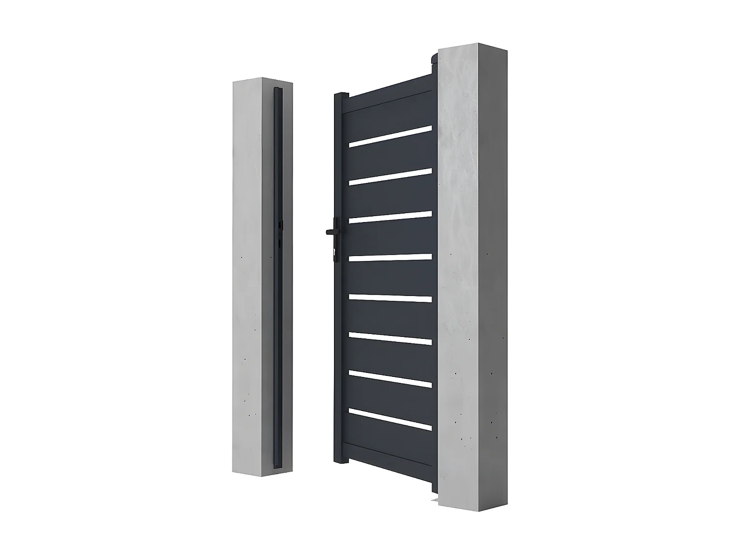 Portillon battant aluminium ajouré L103 x H183 cm anthracite - PRIMO