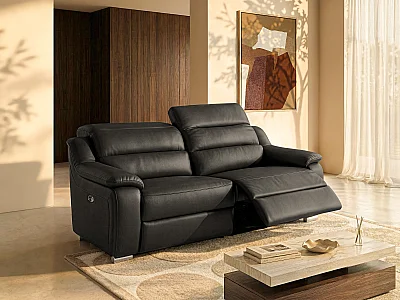 Relaxsofa elektrisch 3-Sitzer - Leder - Schwarz - ARENA III