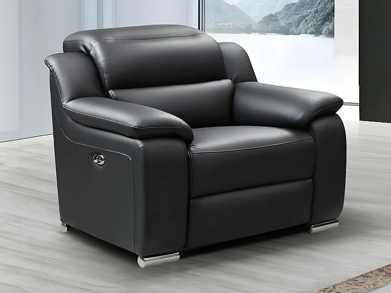 Poltrona relax elettrica in pelle Nera - ARENA II