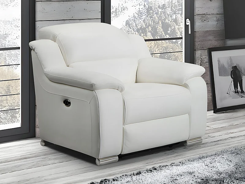 Fauteuil relax électrique en cuir blanc ARENA III