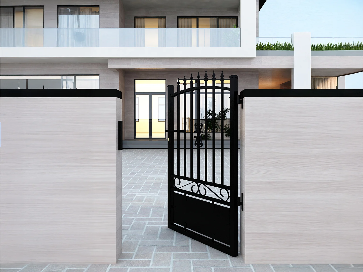 Portón batiente de aluminio - Ancho 110 x Alt. 170 cm negro NERBIS