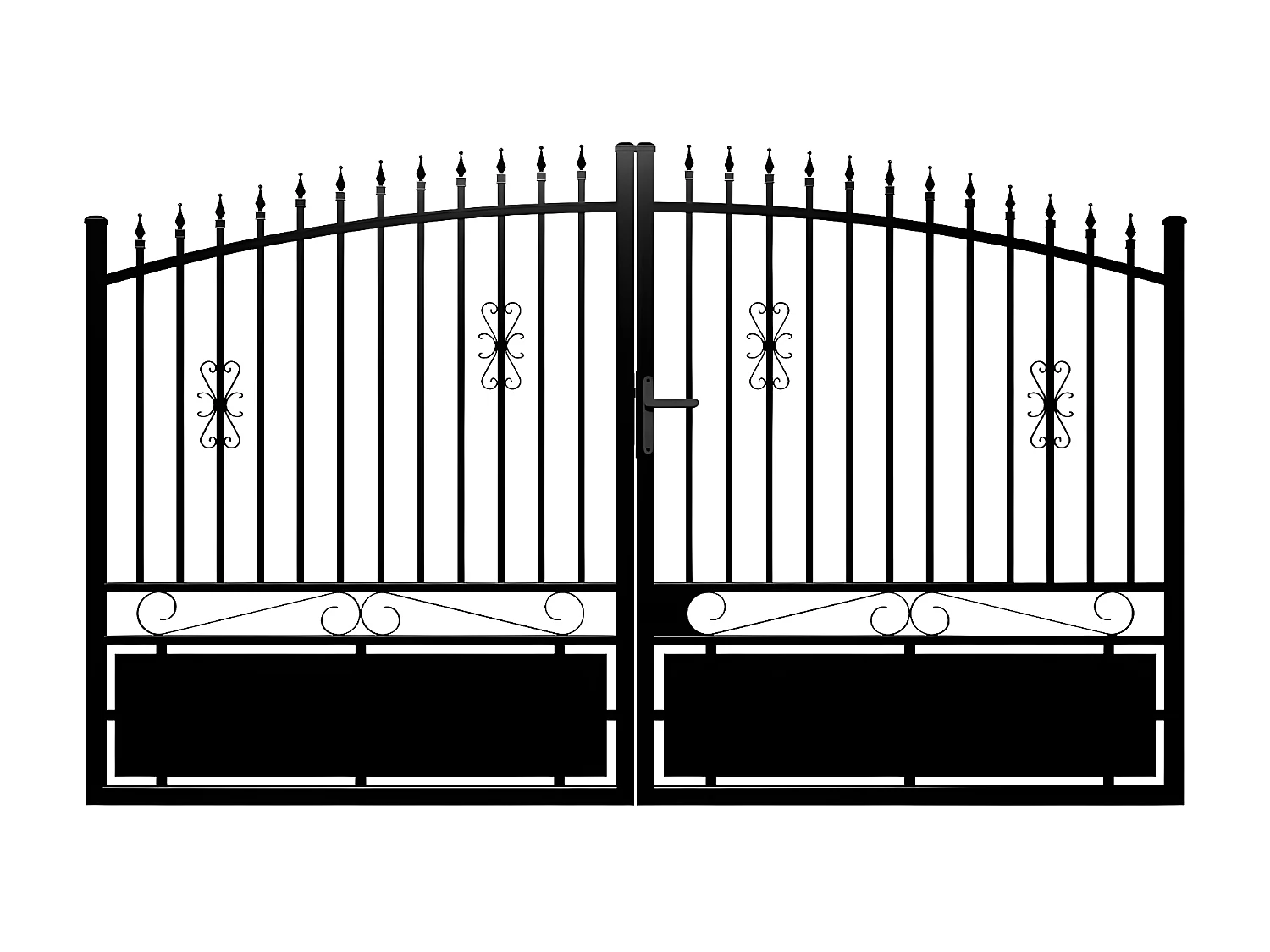 Portail battant aluminium ajouré L317 x H183 cm noir NERBIS