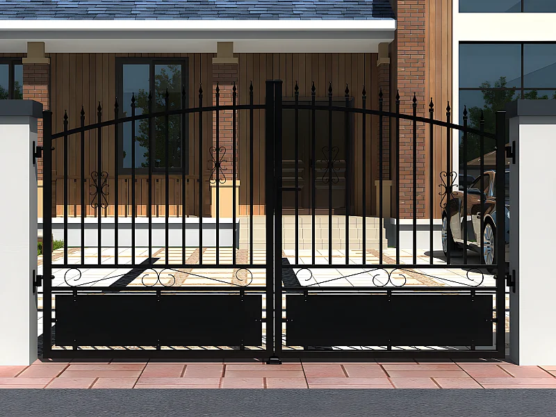 Portail battant aluminium ajouré L317 x H183 cm noir NERBIS