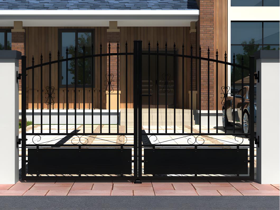 Portón batiente de aluminio - Ancho 300 x Alt. 183 cm negro NERBIS