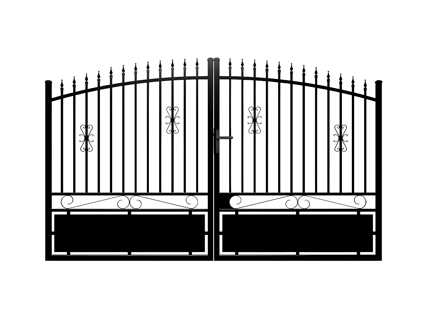 Portail battant aluminium ajouré L367 x H183 cm noir NERBIS
