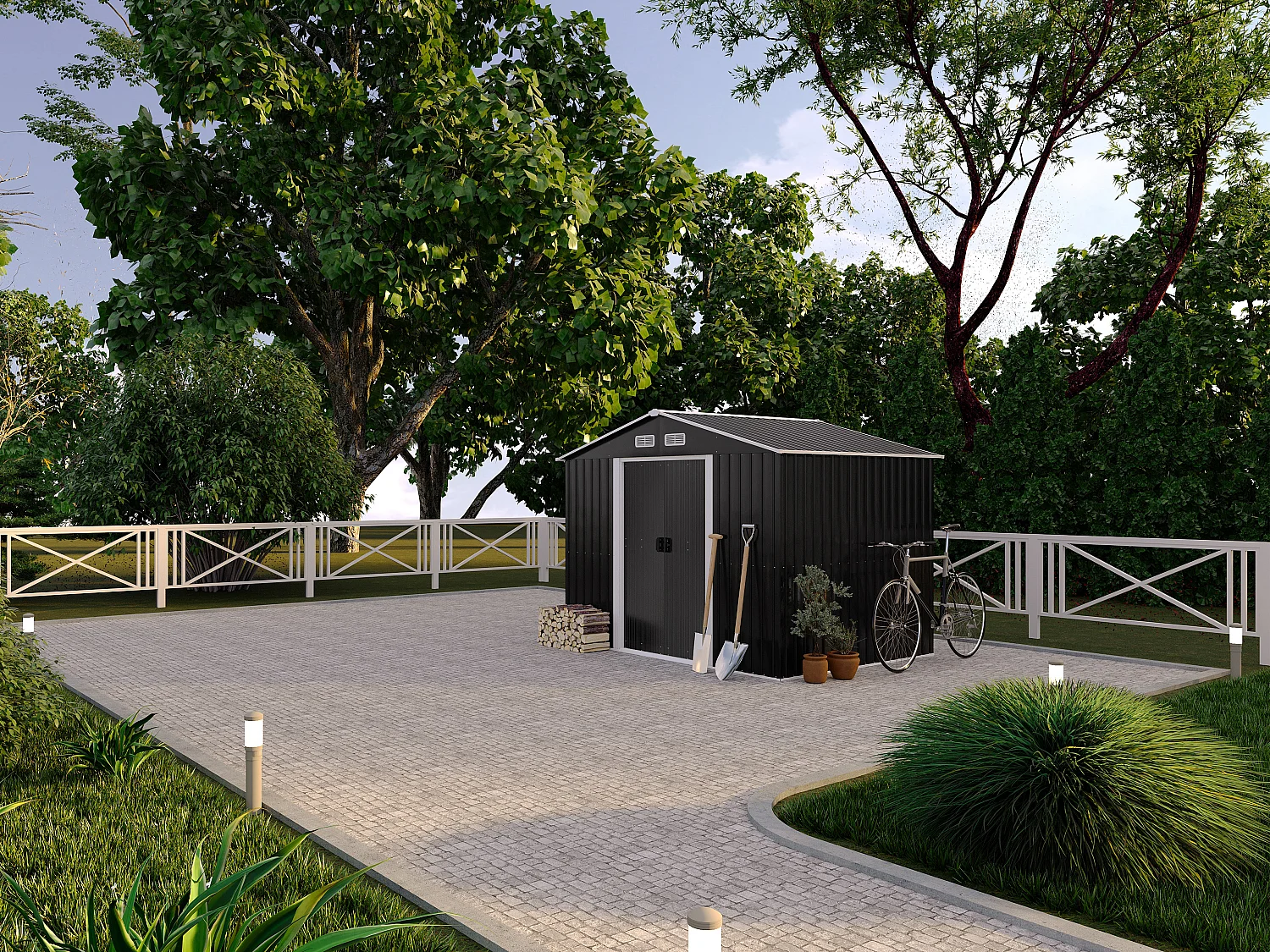 Abri de jardin métal en acier galvanisé gris 5,2 m² - MANSO