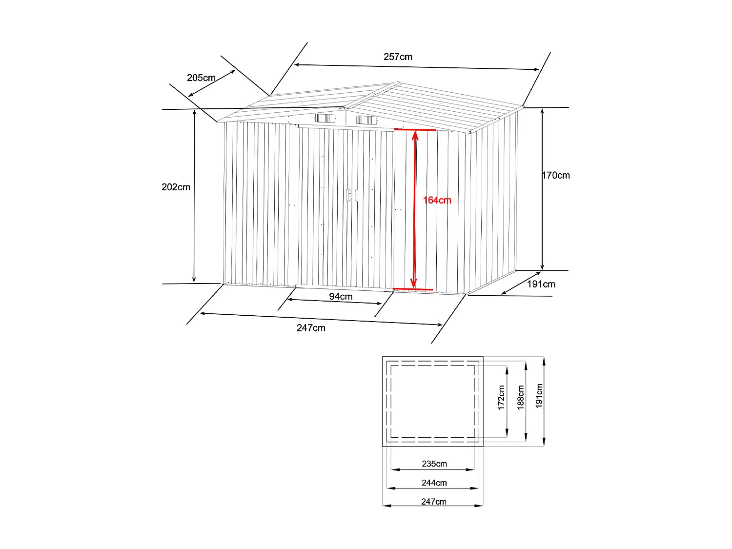 Gerätehaus Gartenhaus - Stahl - 5,2 m² - MANSO