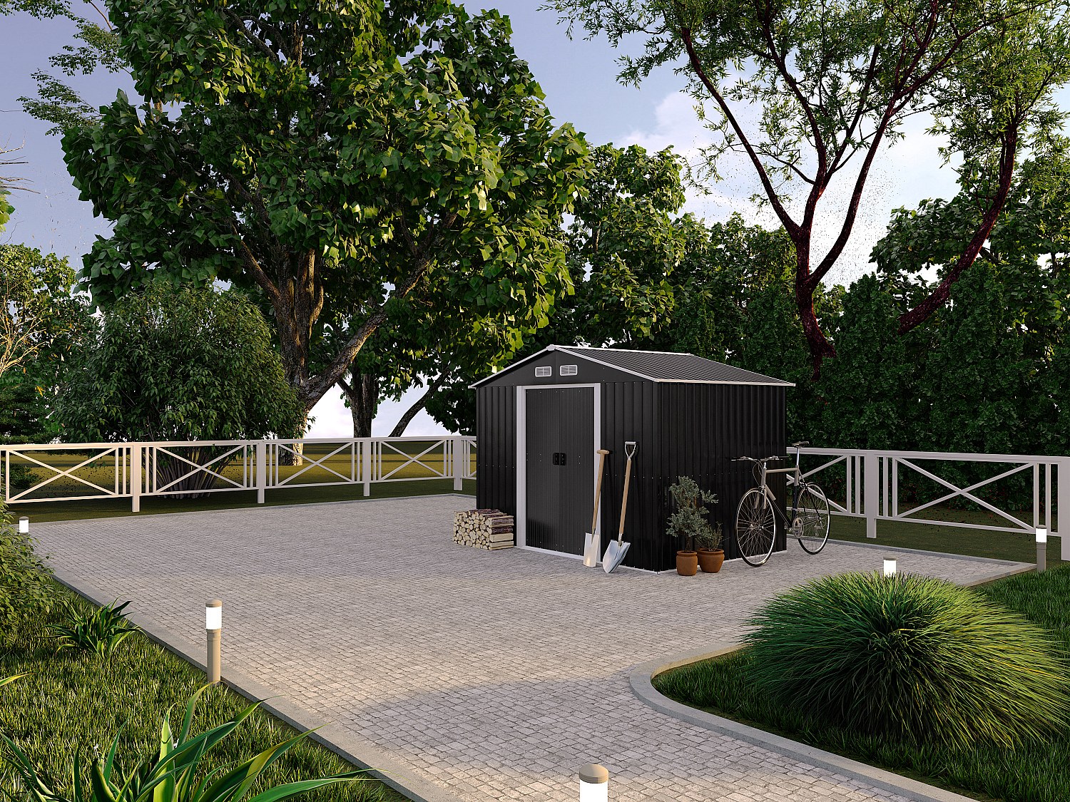 Vente-unique Gerätehaus Gartenhaus - Stahl - 5, 2 M² - Manso