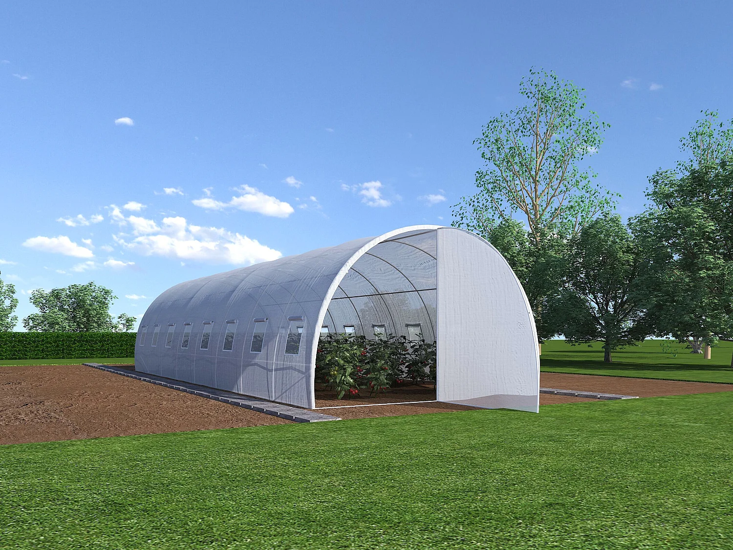 Couverture de rechange pour serre tunnel avec porte 24 m² - L300 x l800 x H200 cm - Blanc - ALOCASIA