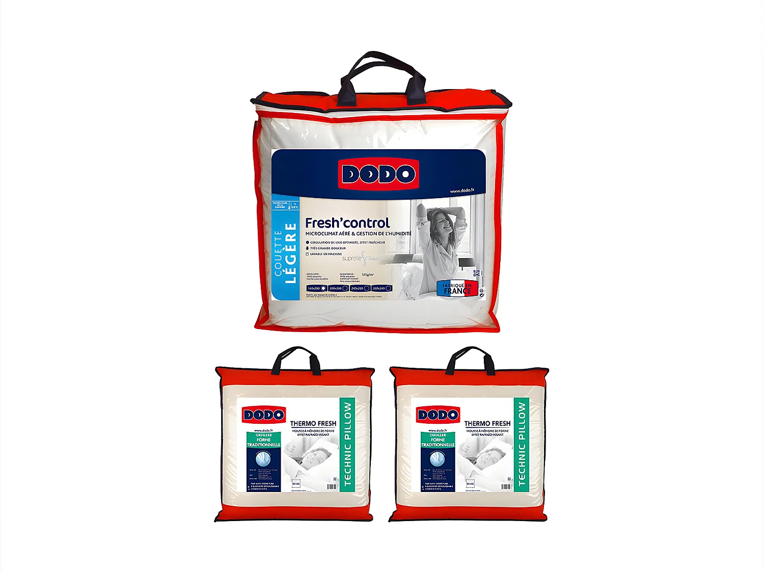 Pack DODO anti-transpirant dekbed 220x240cm + 2 hoofdkussens 60x60cm verkoelend effect