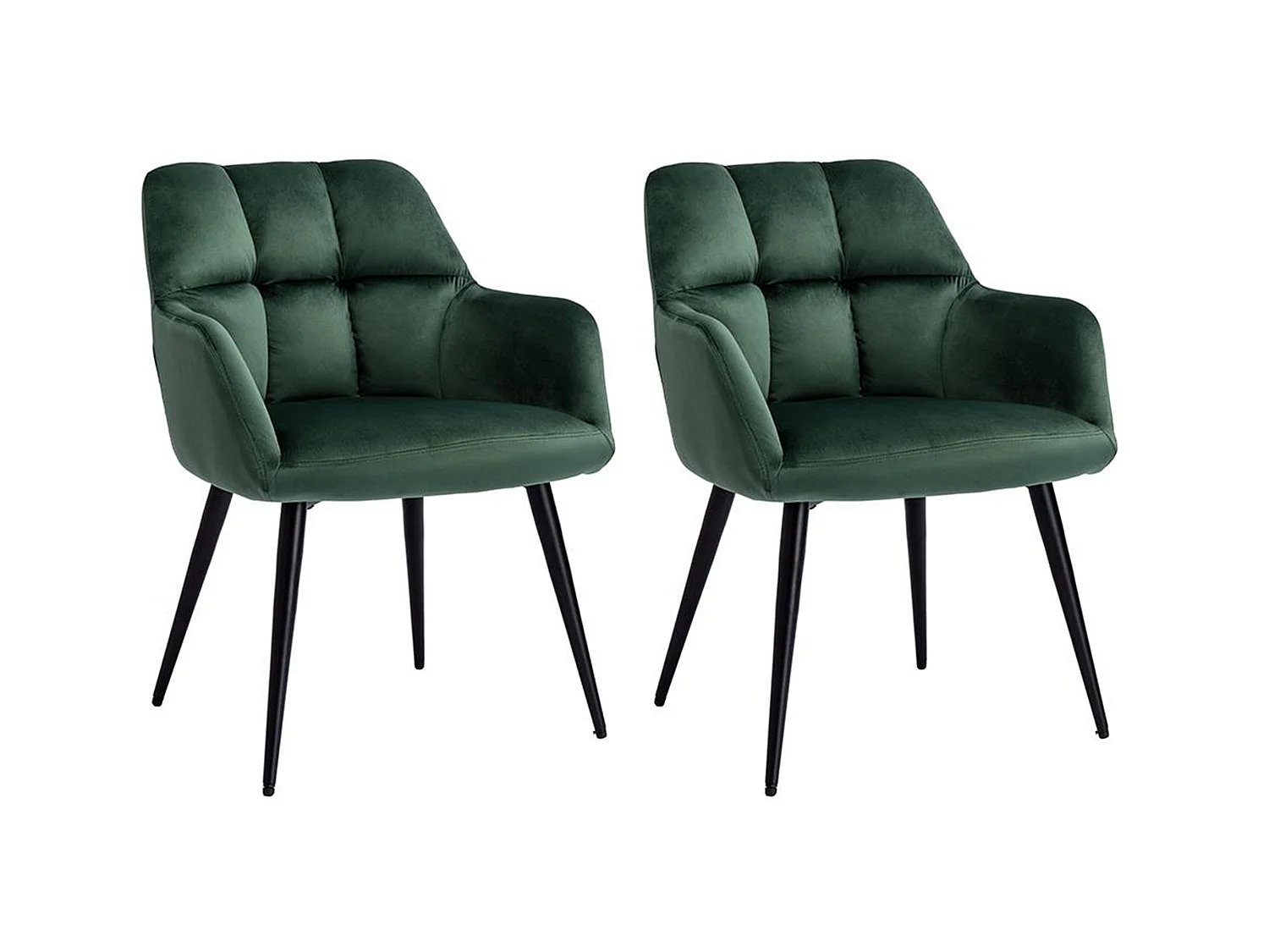 Juego de 2 sillas PEGA de Pascal MORABITO - Con brazos - Terciopelo y metal - Verde