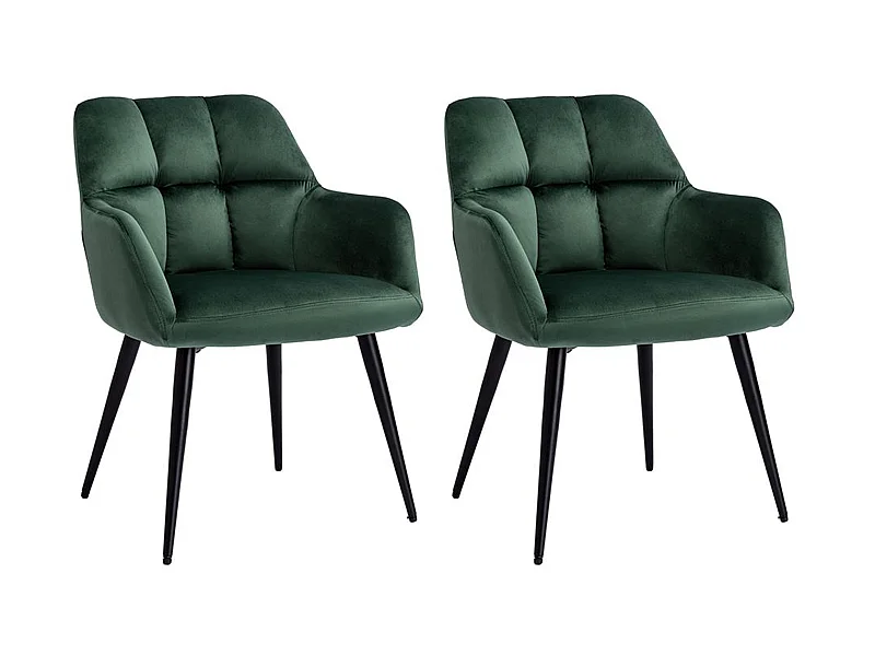 Lot de 2 chaises  avec accoudoirs - Velours et métal - Vert - PEGA de Pascal MORABITO