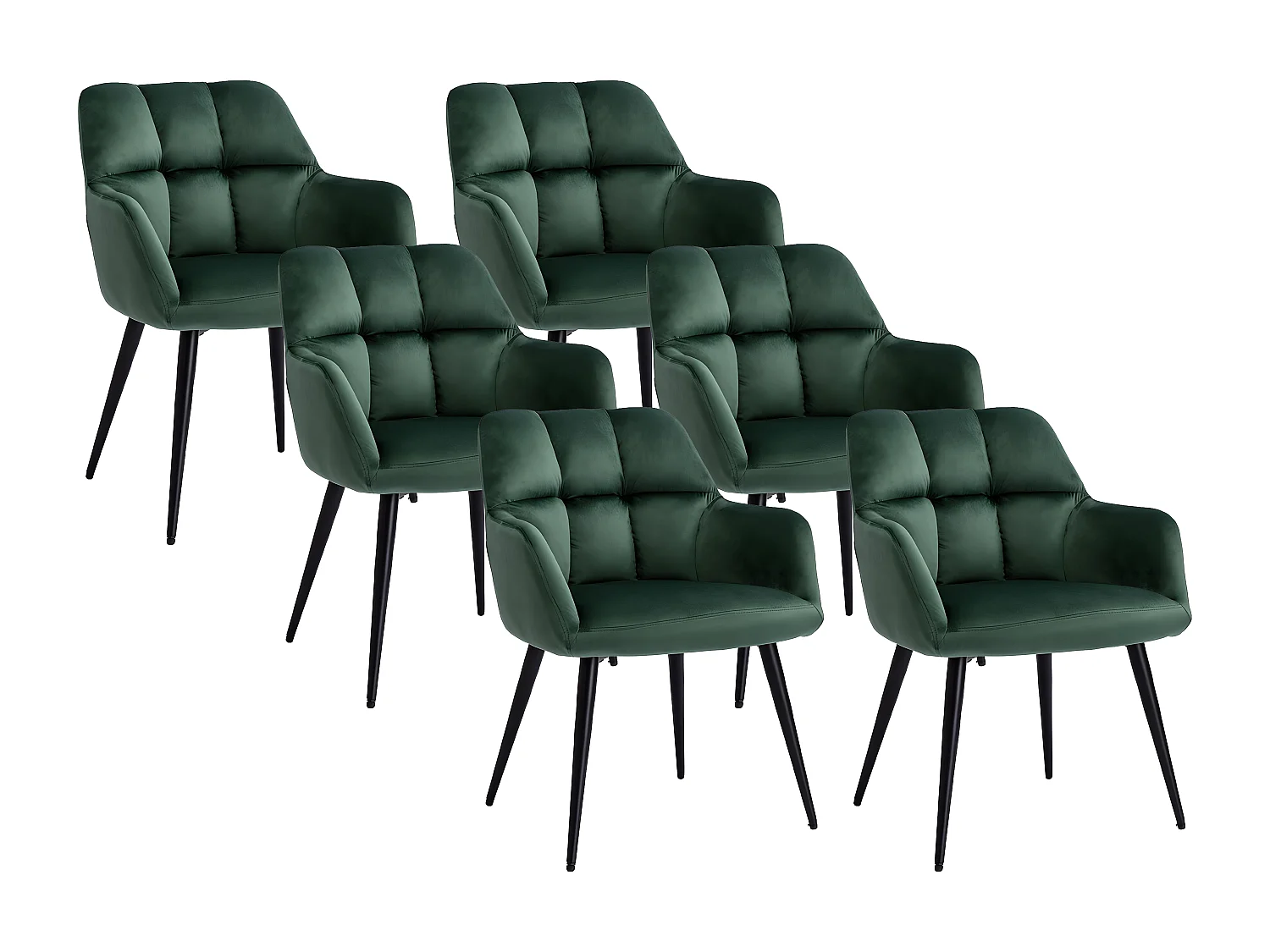 Lot de 6 chaises  avec accoudoirs - Velours et métal - Vert - PEGA de PASCAL MORABITO