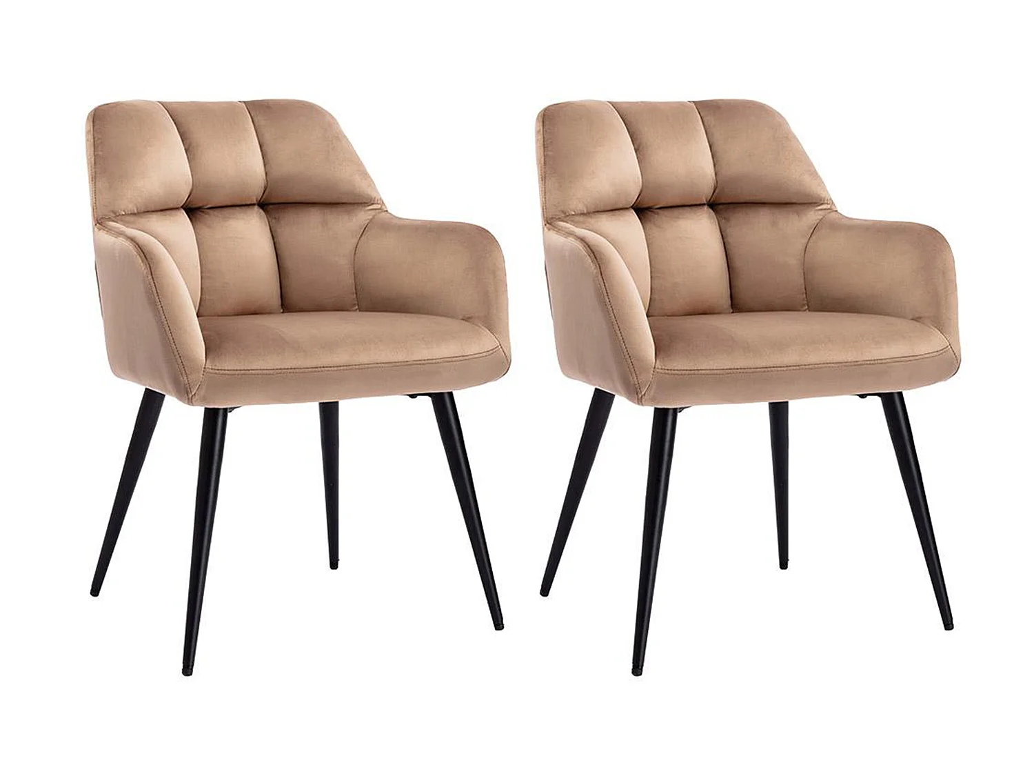 Lot de 2 chaises  avec accoudoirs - Velours et métal - Beige - PEGA de Pascal MORABITO