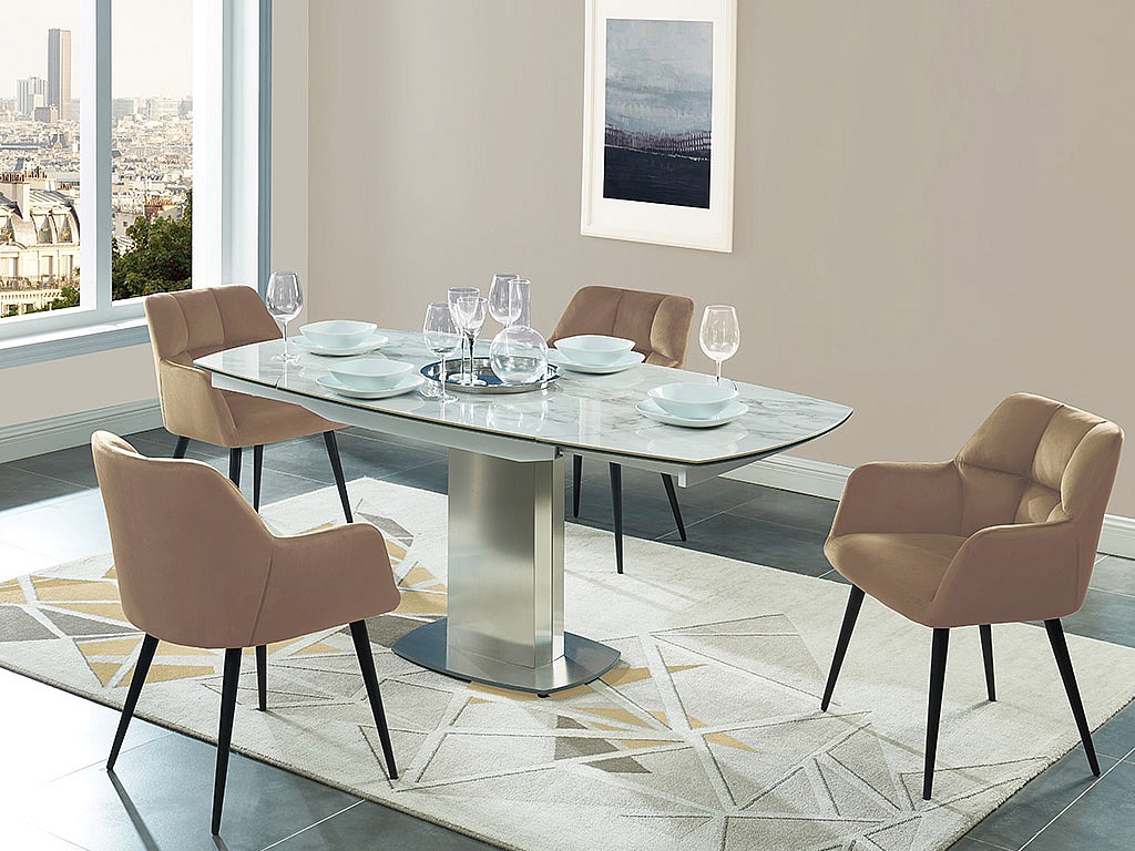 Vente-unique Stuhl 2er-Set - Samt & Metall - Beige - Pega Von Pascal Morabito