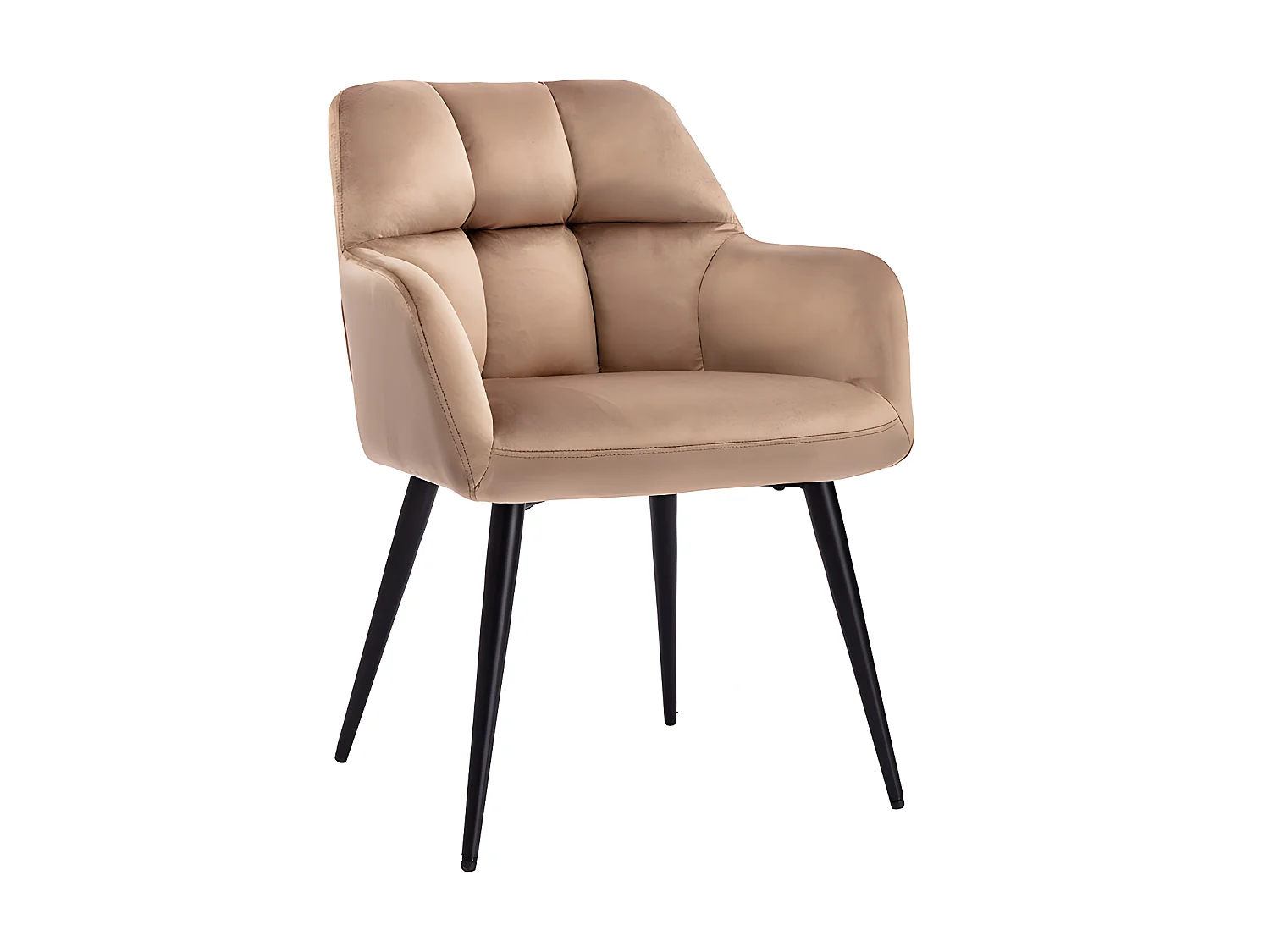 Lot de 6 chaises  avec accoudoirs - Velours et métal - Beige - PEGA de PASCAL MORABITO