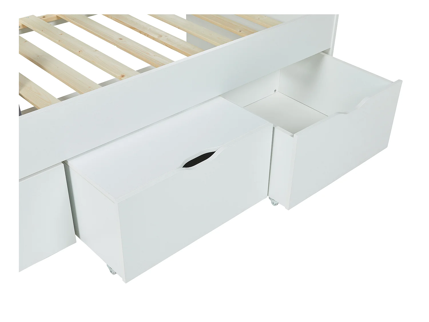Cama LOUANE con 2 cajones y 1 arcón - 90 x 190 cm - Blanco