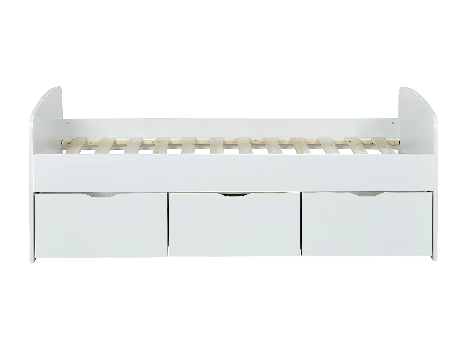 Lit LOUANE avec 2 tiroirs et 1 coffre de rangement - 90 x 190 cm -  Blanc