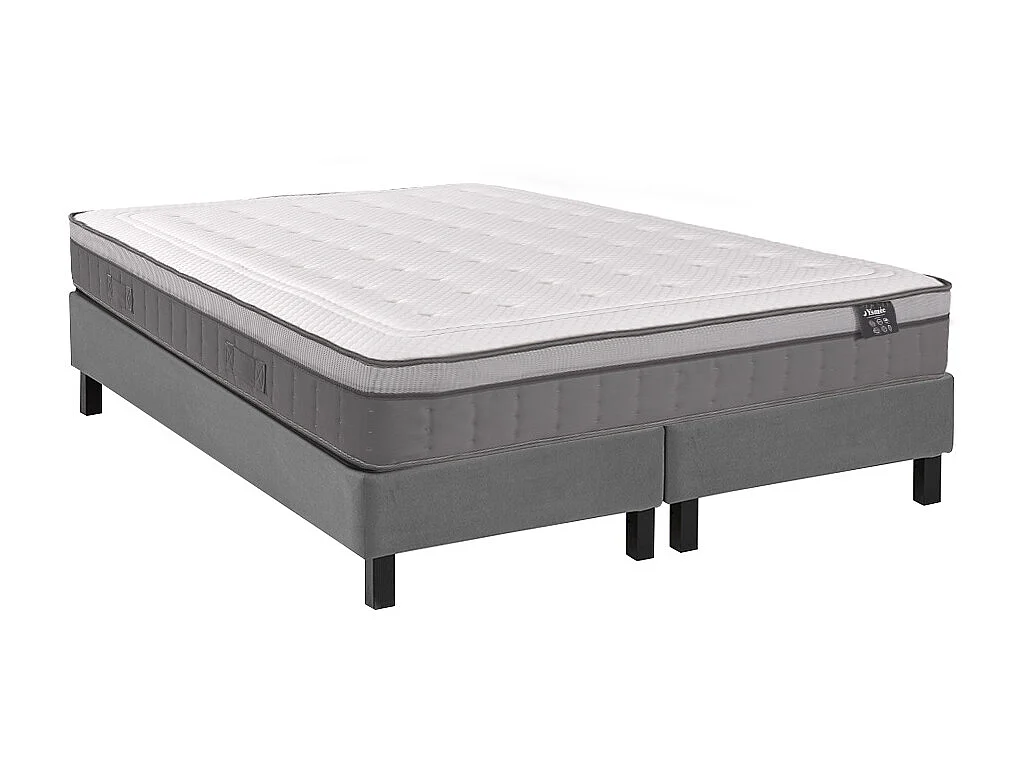 Ensemble sommier déco en kit + matelas ressorts ensachés 7 zones et mémoire de forme ASGARD de YSMÉE ép.30cm - 180 x 200 cm