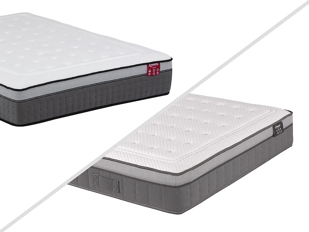 Ensemble sommier déco en kit + matelas ressorts ensachés 7 zones et mémoire de forme ASGARD de YSMÉE ép.30cm - 180 x 200 cm
