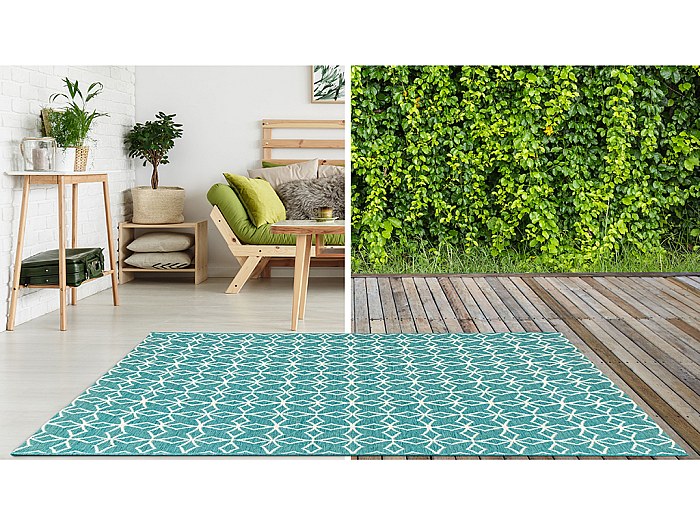 Alfombra de interior o exterior SIESTA - 200 x 290 cm - Azul claro