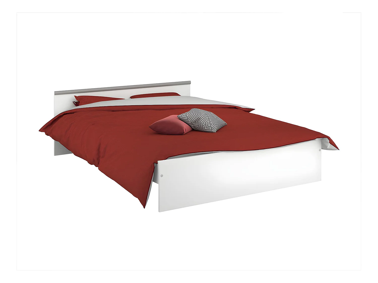 Cama con compartimentos - 2 cajones y 1 estante - 140 x 190 cm - Color: blanco - PABLO