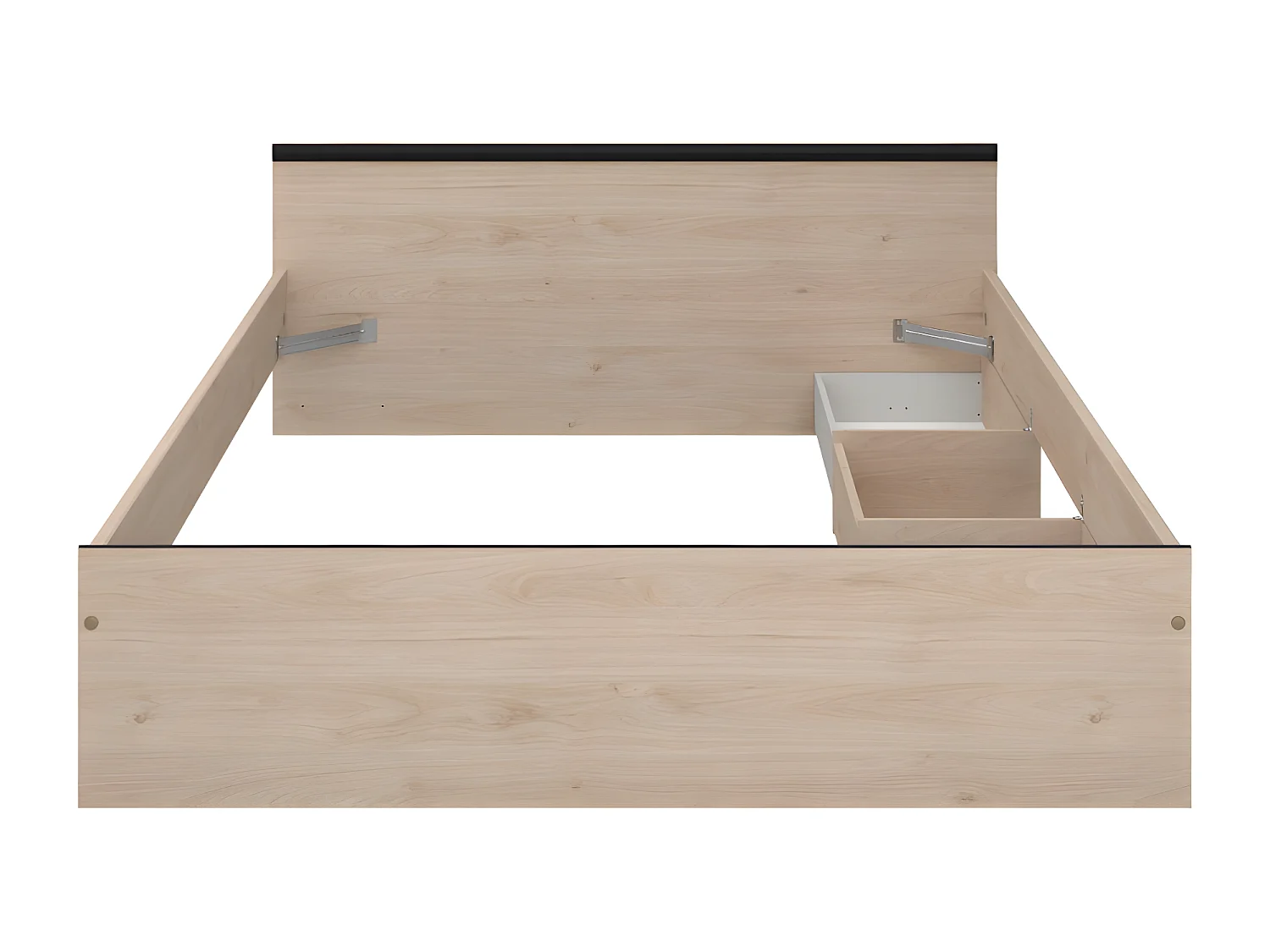 Bed met opbergruimte - 2  laden en een niche - 140 x 190 cm - Kleur: naturel - PABLO