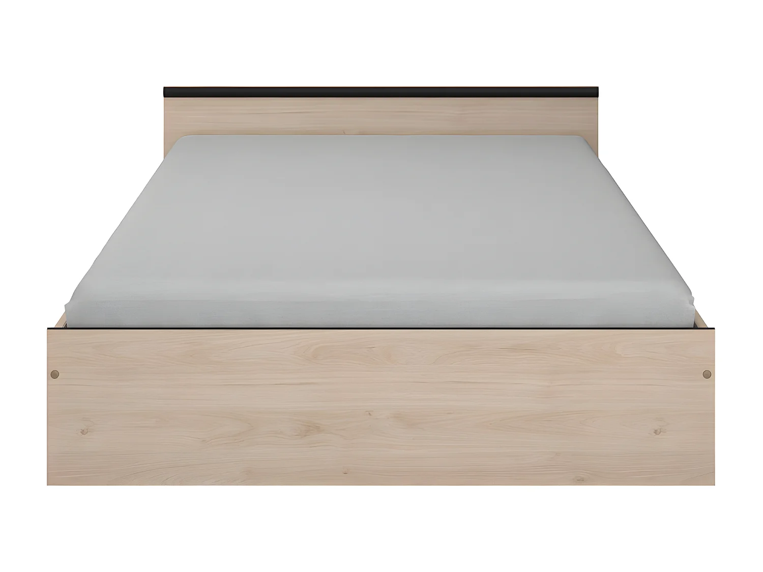 Lit avec rangements 140 x 190 cm - 2 tiroirs et 1 niche - Coloris : Naturel - PABLO