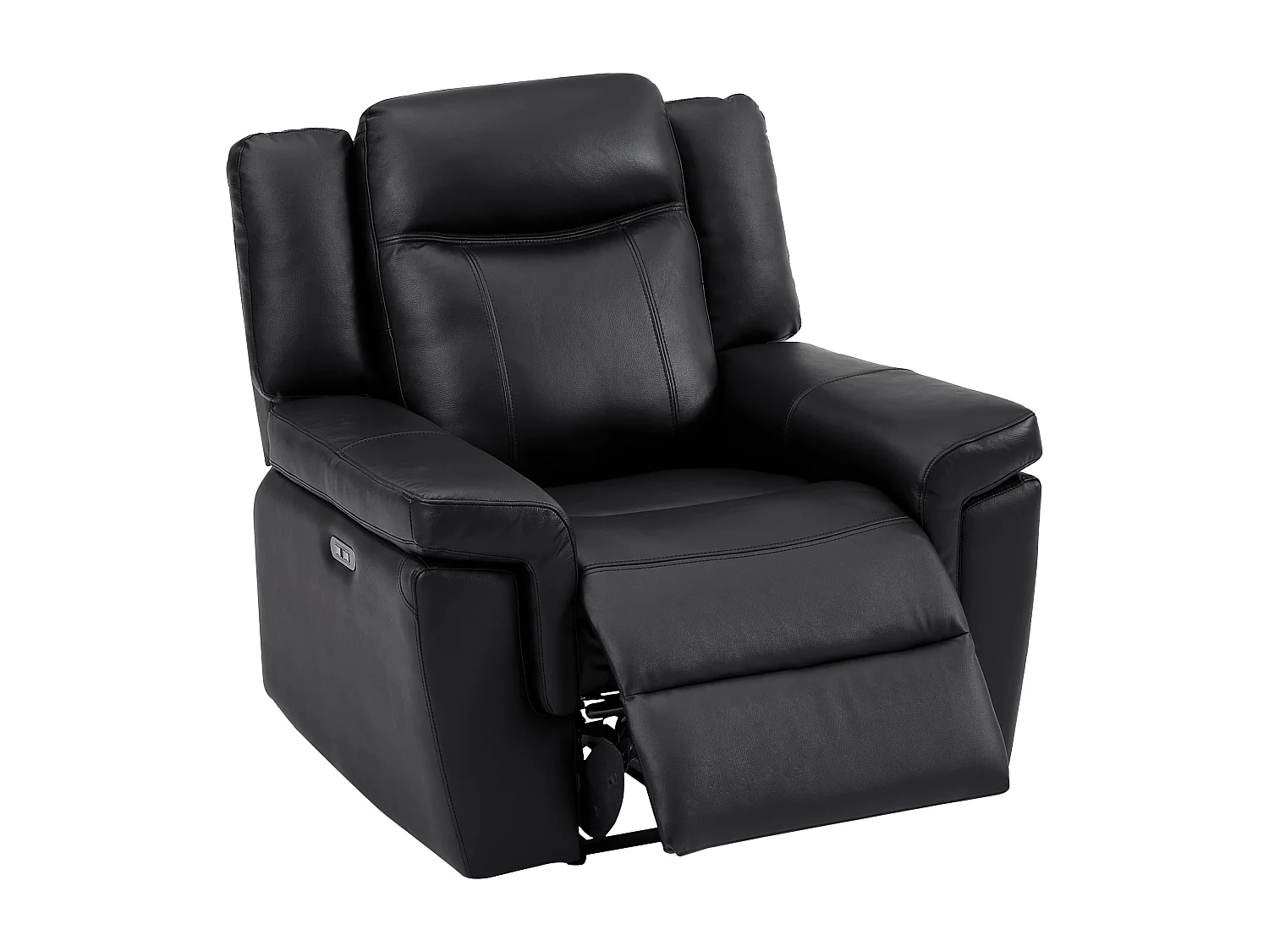 Canapé 3 places et un fauteuil relax électrique en cuir KENNETH - Noir