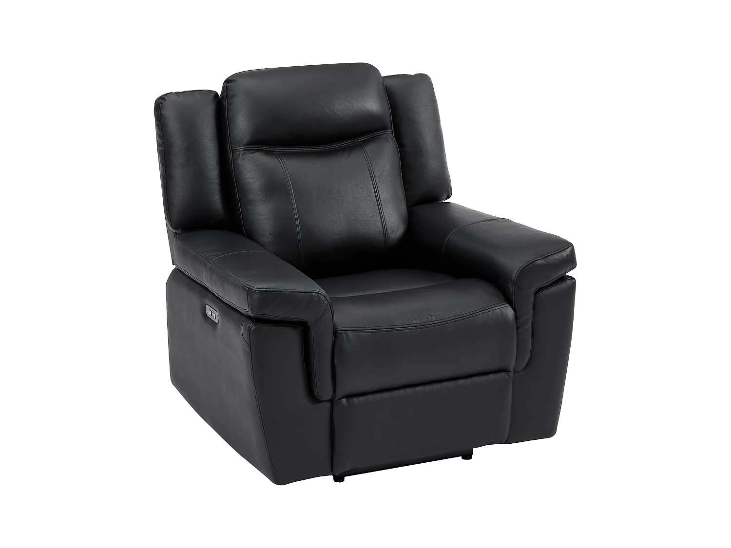 Canapé 3 places et un fauteuil relax électrique en cuir KENNETH - Noir
