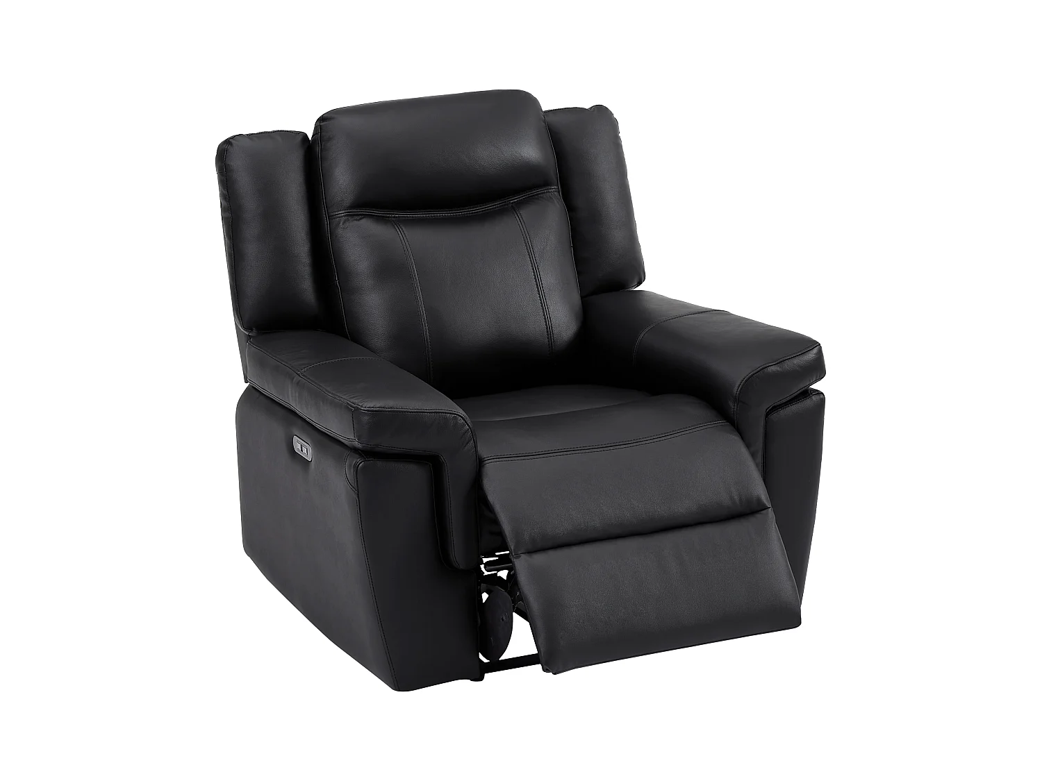 Canapé 3 places et un fauteuil relax électrique en cuir KENNETH - Noir