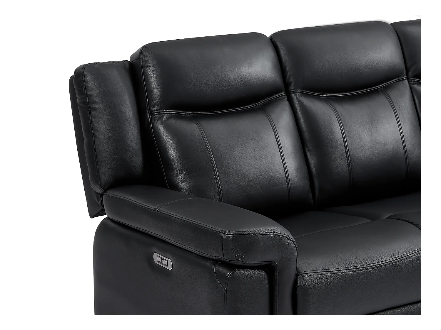 Canapé 3 places et un fauteuil relax électrique en cuir KENNETH - Noir