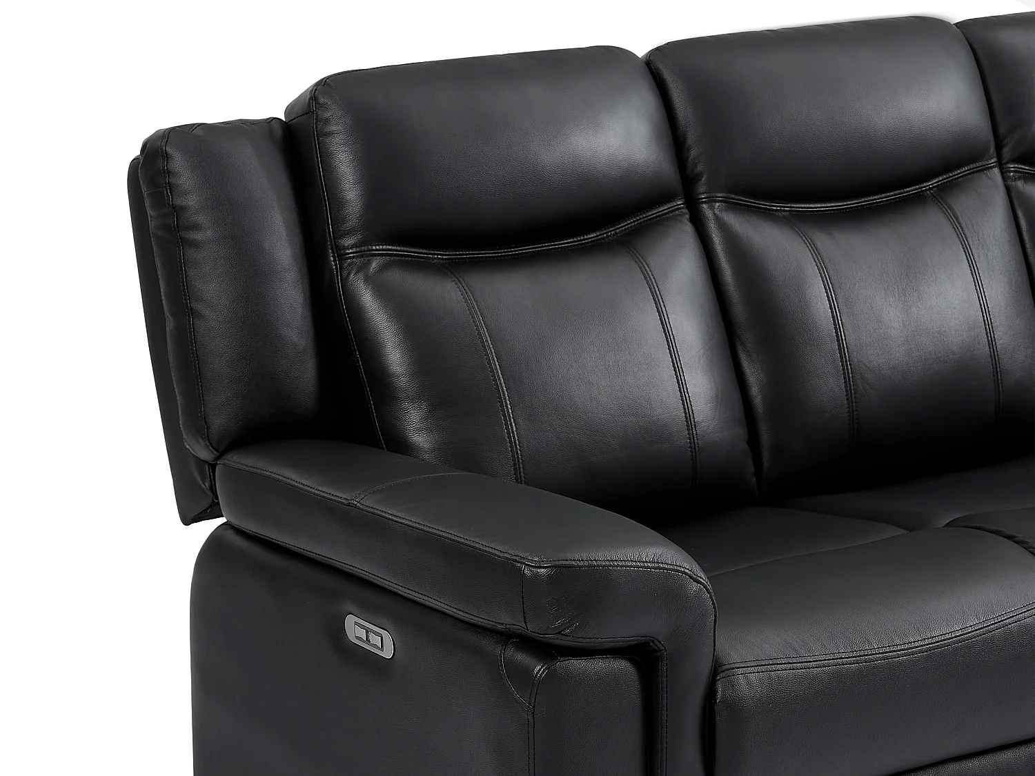 Canapé 3 places et un fauteuil relax électrique en cuir KENNETH - Noir