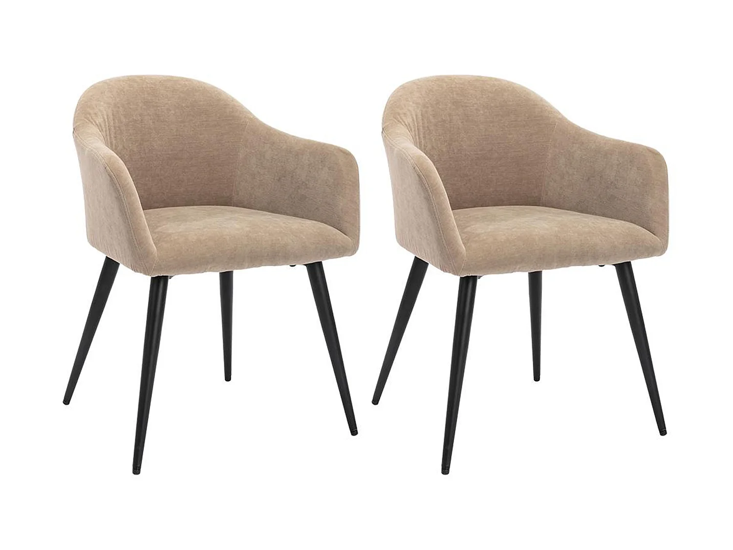 Juego de 2 sillas BIBO - con brazos - Metal con acabado aterciopelado - Beige