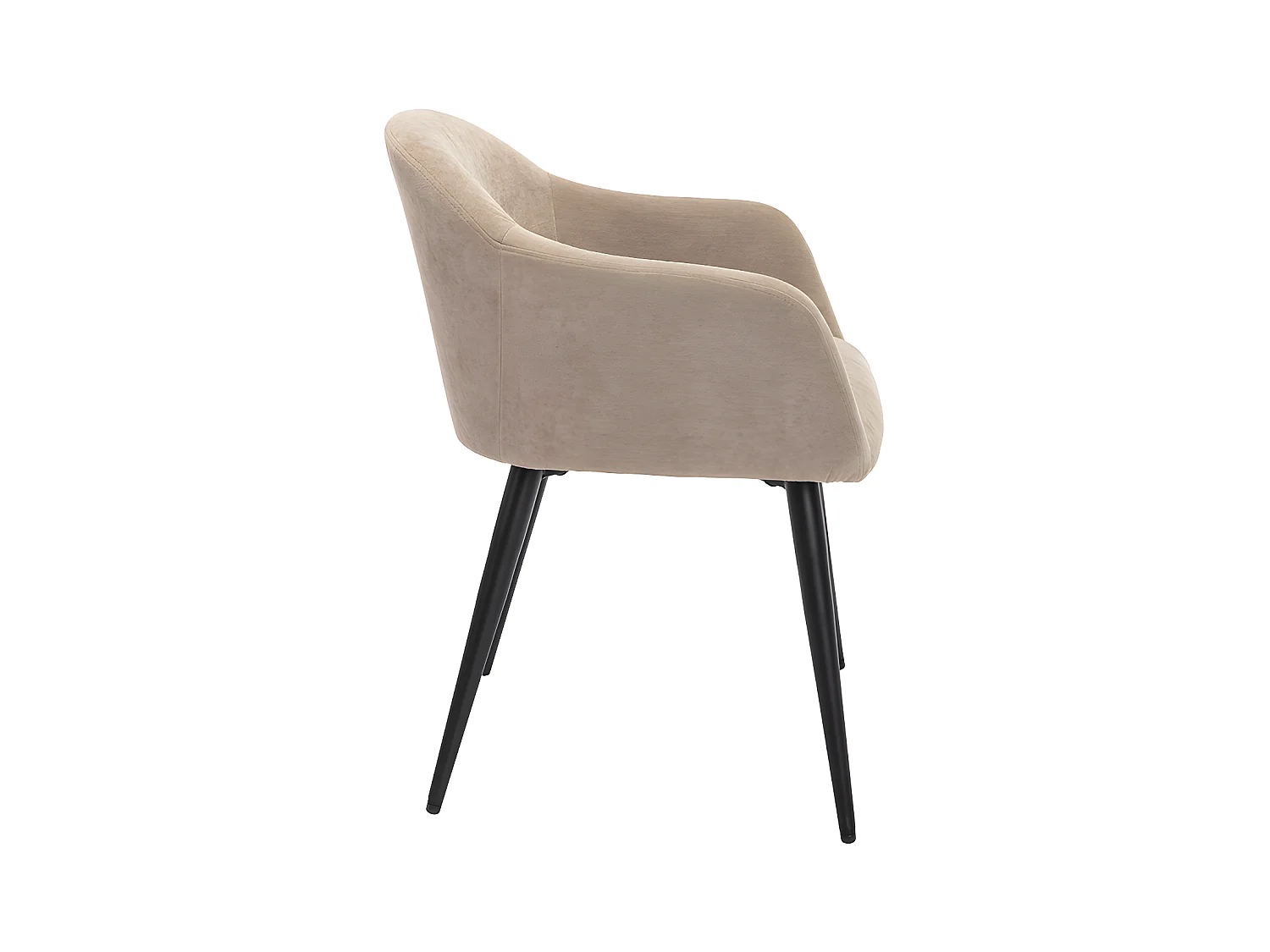 Conjunto de 2 cadeiras com apoios de braços efeito veludo e metal cor bege - BIBO