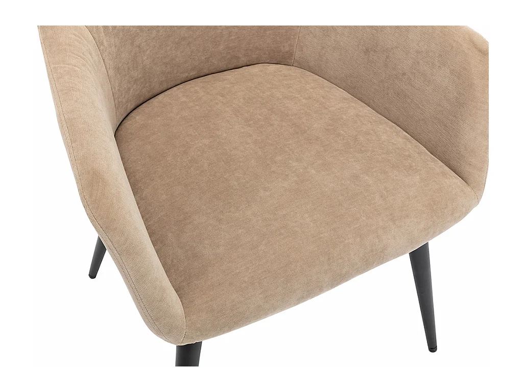 Conjunto de 2 cadeiras com apoios de braços efeito veludo e metal cor bege - BIBO