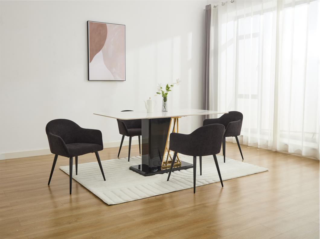 Lot de 2 chaises BIBO - avec accoudoirs - Effet velours & métal - Noir