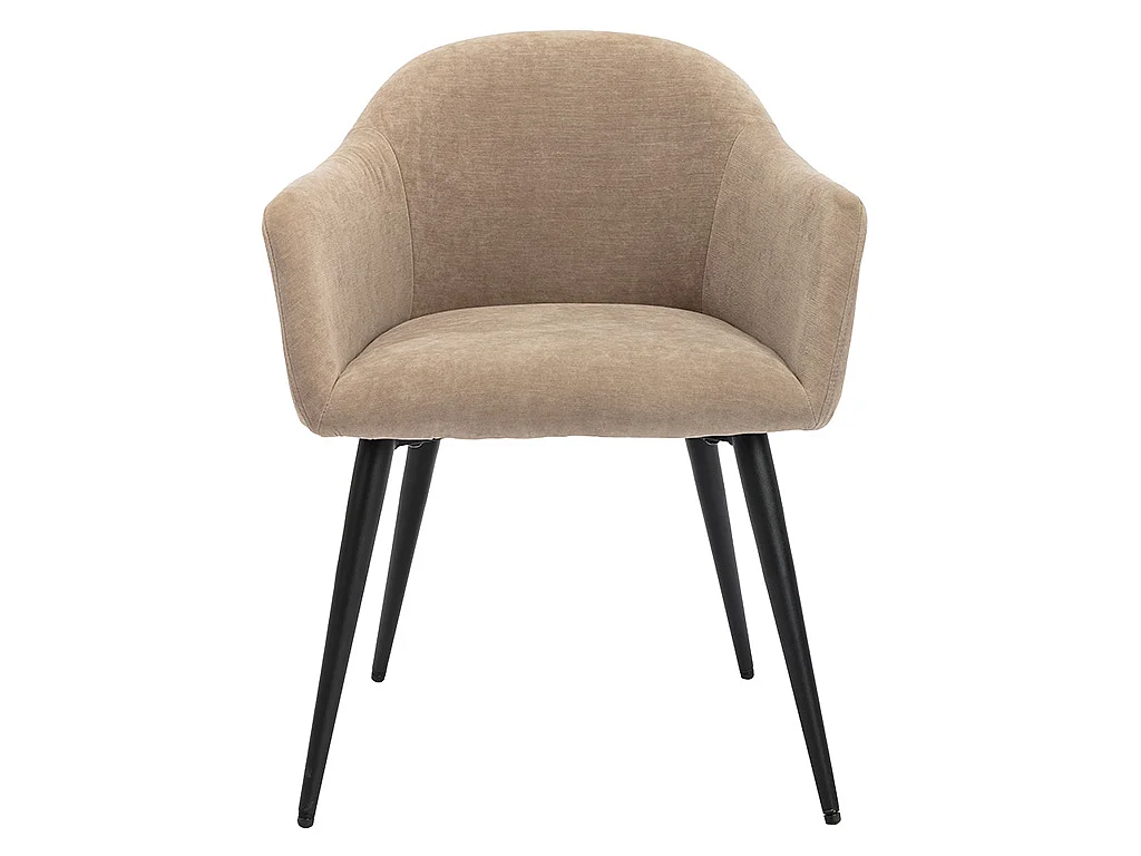 Lot de 6 chaises BIBO - avec accoudoirs - Effet velours & métal - Beige