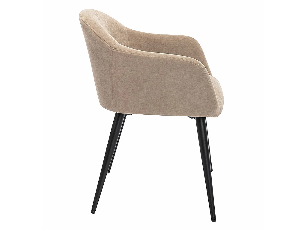 Lot de 6 chaises BIBO - avec accoudoirs - Effet velours & métal - Beige