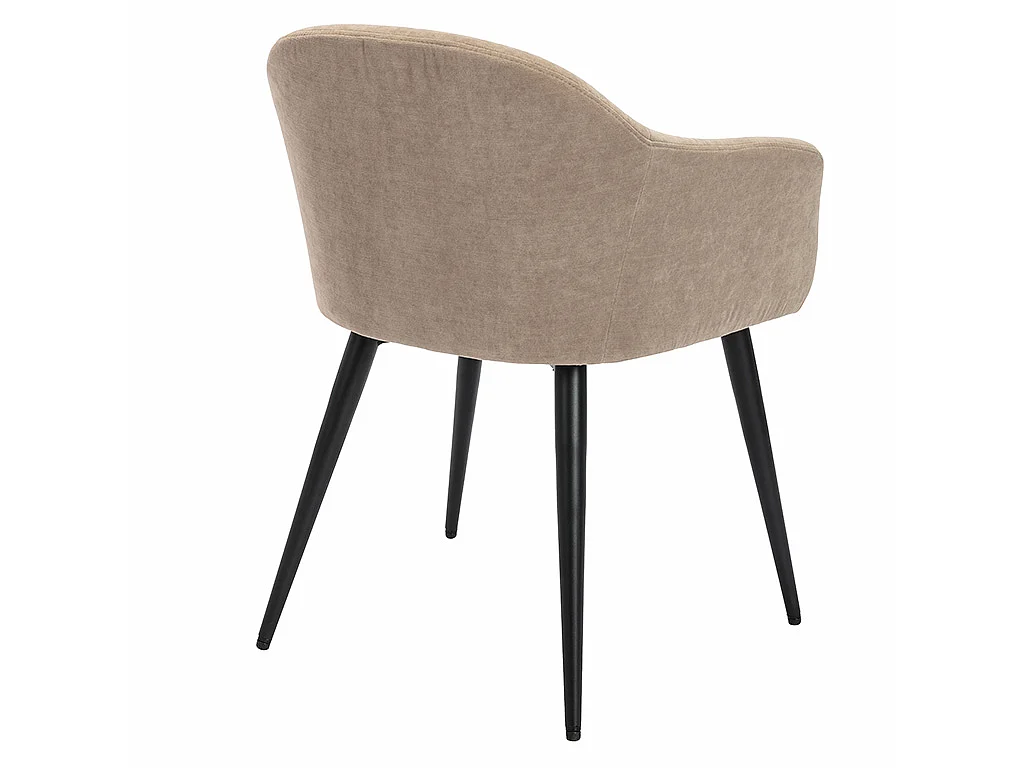 Lot de 6 chaises BIBO - avec accoudoirs - Effet velours & métal - Beige